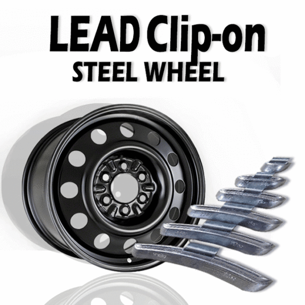 Lead clip-on wheel weights for steel wheels.