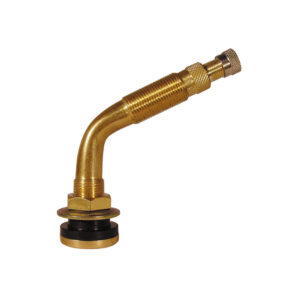 Brass tubeless air/water tractor valve with bend