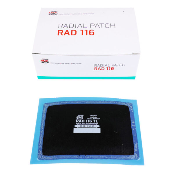 Rema Tip Top Radial Tyre Repair Patch, RAD116, and box